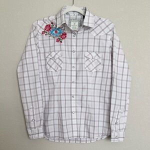 Panhandle Rough Stock Plaid Western Pearl Snap Shirt w/ Embroidery